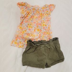 Baby Toddler Girl Summer Shorts and Shirt set 9 to 12 months
